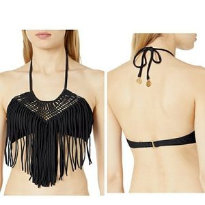 Luli Fama Handmade Heart of a Hippie Black Top Size XL